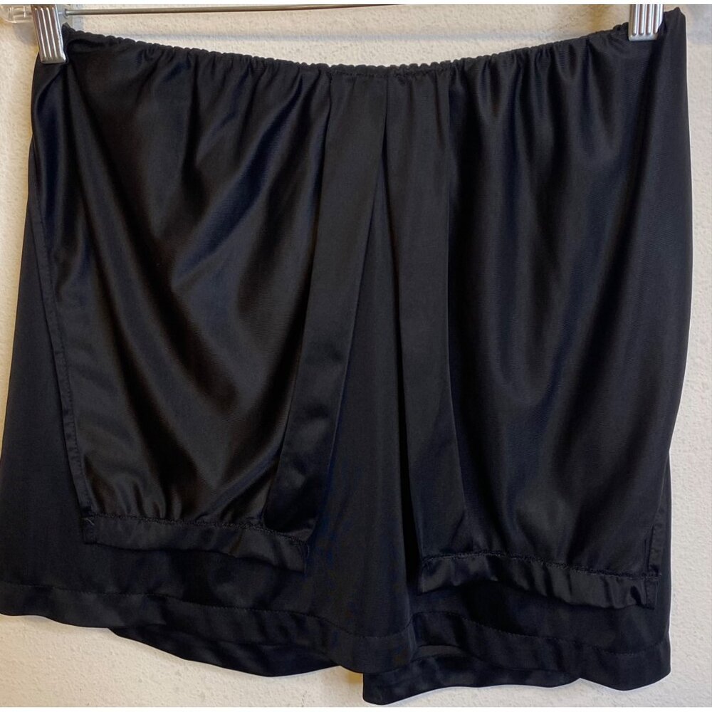 Vintage CATTANI of CALIFORNIA Slip Nylon Mini Skirt w/Flaps Black Style 703 Sz M